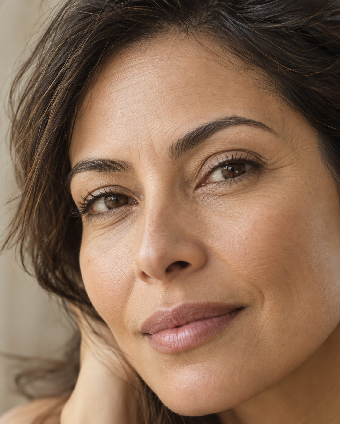 Retrato de una mujer con el rostro en primer plano